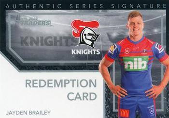 2022 NRL Traders - Authentic Signatures Black Redemption #ASB08 Jayden Brailey Front